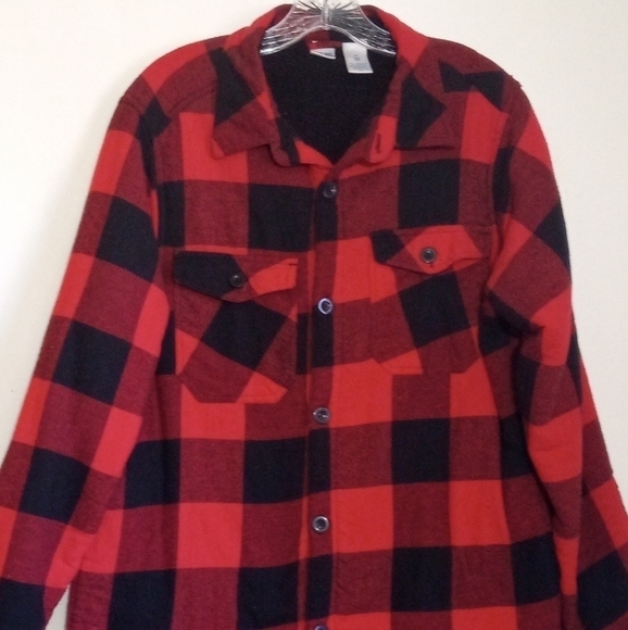 Tops - Buffalo check Sherpa lined flannel with side pockets women's size medium